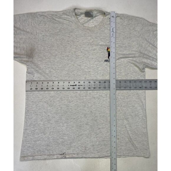 VINTAGE ABC-Up South America T-shirt Men XL Heather Gray 90s Single Stitch - Picture 11 of 11
